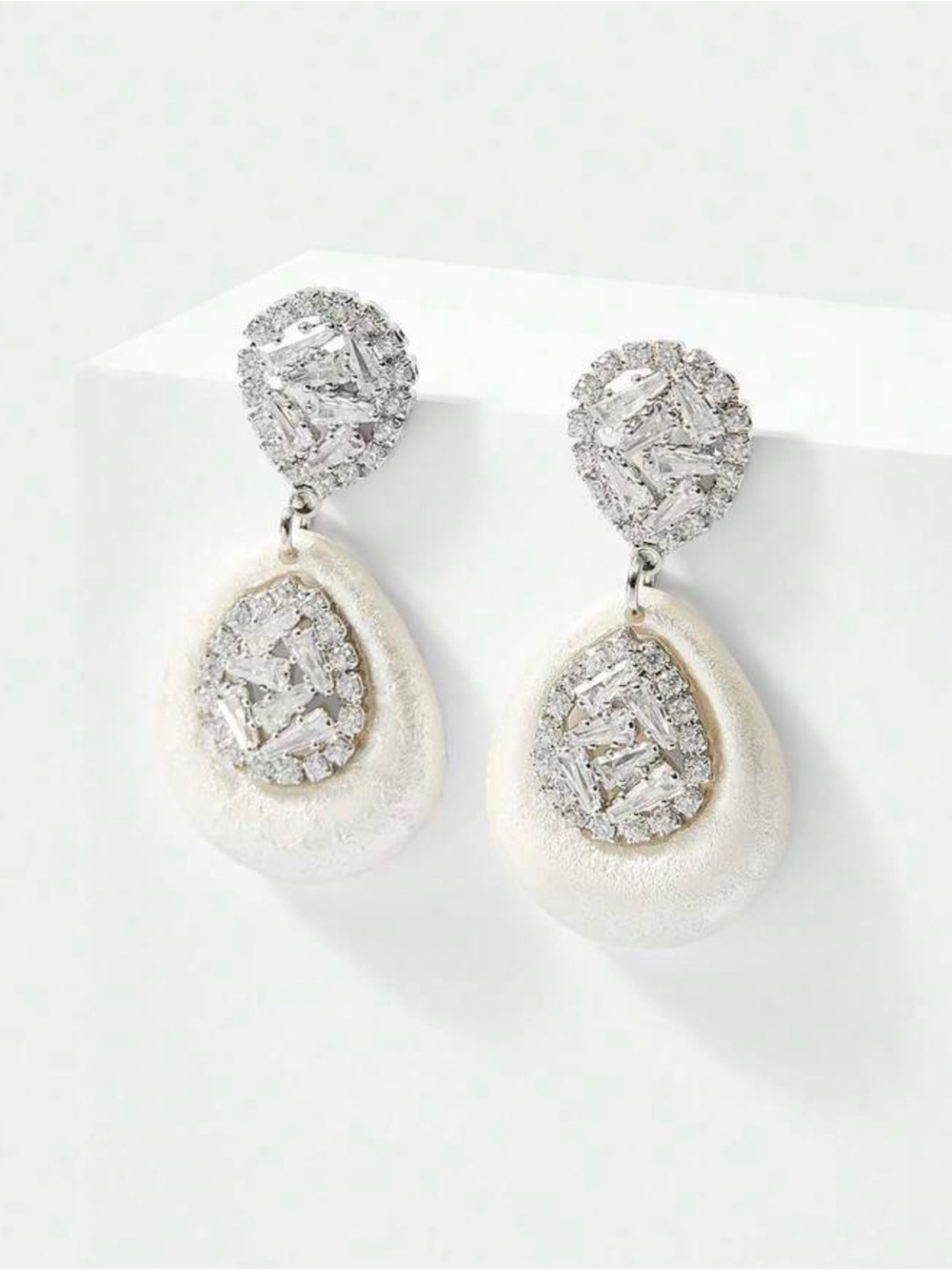 ✨ Crystal Pearl Drop Statement Earrings | Bridal Glam Earrings